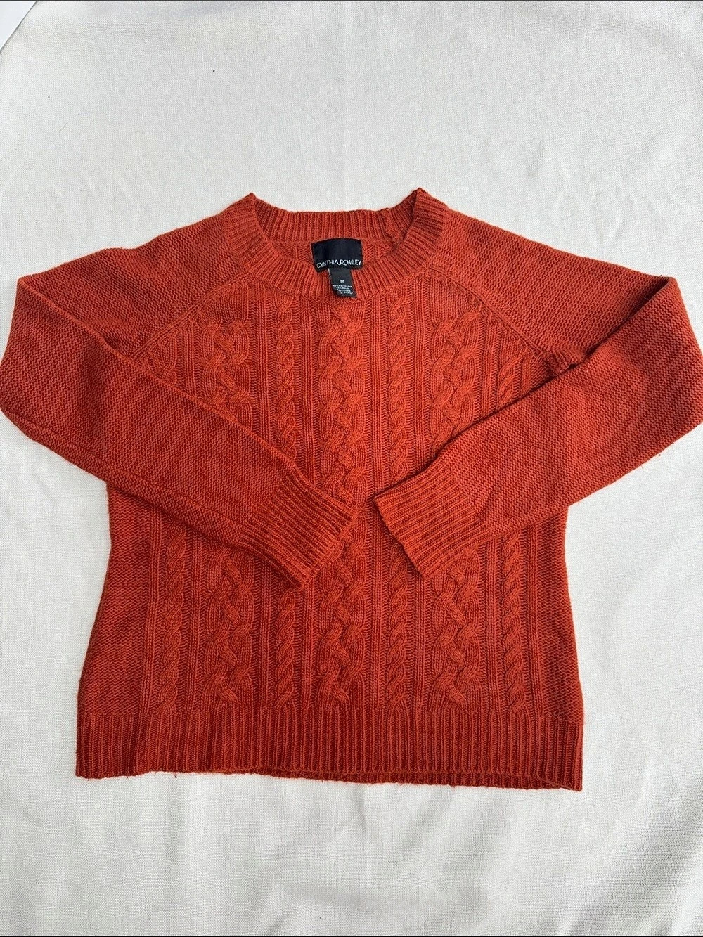 Cynthia Rowley Cable Knit Sweater in Orange Size Medium Like New